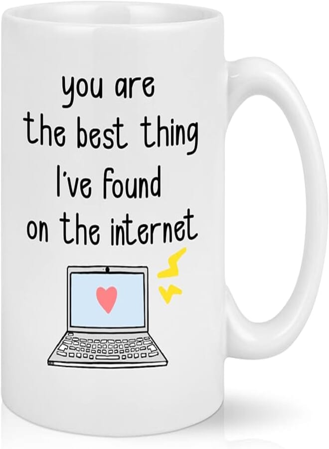 Cabtnca Valentines Day Gift for Him Her, Best Thing I've Found on The Internet, Valentines Coffee Mug, Met Online Gifts, Mens Valentines Gifts, Boyfriend Girlfriend Birthday Gifts, 11Oz