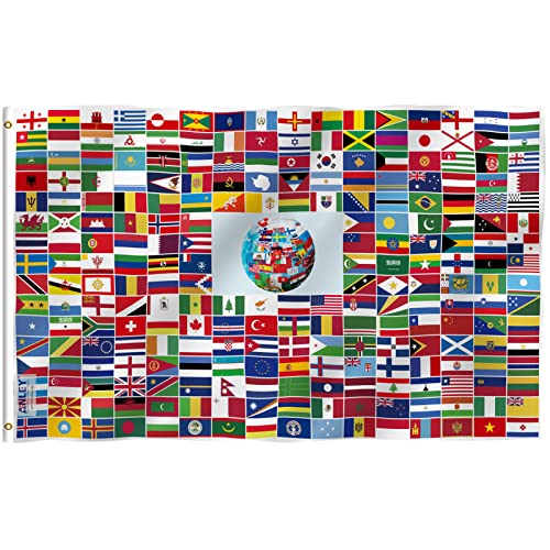 Anley Fly Breeze 3x5 Feet Global World Flag - Vivid Color and Fade Proof - Canvas Header and Double Stitched - 216 International Country Flags Polyester with Brass Grommets 3 X 5 FT - Image 1