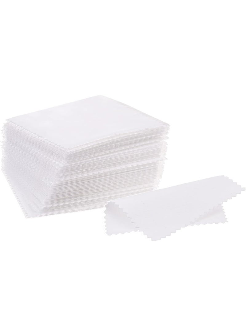 100pcs Jewelry Cleaning Cloth, Silver Polishing Cloth Individually Wrapped, Small Jewelry Polishing Cloth for Sterling Silver, Gold, Platinum and More (White, 3.15" x 3.15") - Image 1