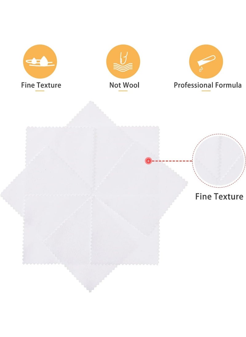 100pcs Jewelry Cleaning Cloth, Silver Polishing Cloth Individually Wrapped, Small Jewelry Polishing Cloth for Sterling Silver, Gold, Platinum and More (White, 3.15" x 3.15") - Image 2
