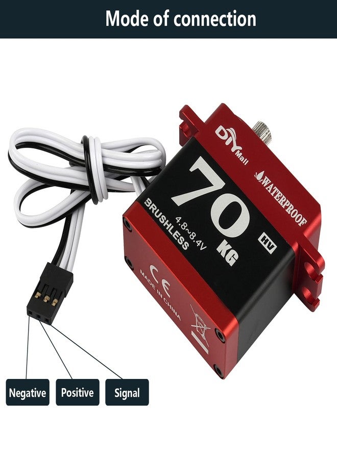 DIYmall 70kg Digital Servo Waterproof High Torque Brushless Motor Steel Gear Servo with 25T Metal Horn for 1/8 1/10 RC Car/Robot/Boat/Plane (180 Degree) - Image 3