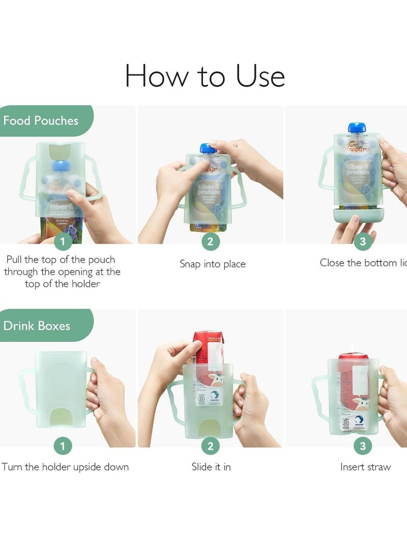 Momcozy - queeze Pouch Holder for Food Pouches and Drink Boxes, Baby Pouch Holder Allows Baby to Self-Feed and Avoid Messes, Baby Food Pouch Holder Handle is Easy to Grip - Image 1