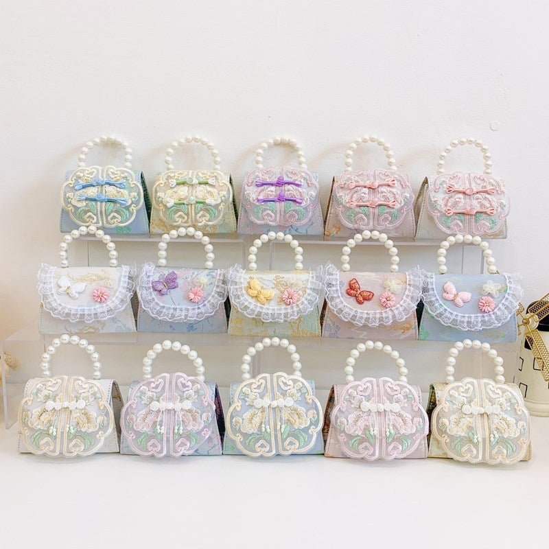 Children'S Bag Cute Guofeng Shoulder Crossbody Bag Princess Accessories Chain Bag Girl'S Pearl Hand Coin Purse - Image 3