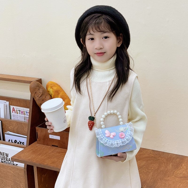 Children'S Bag Cute Guofeng Shoulder Crossbody Bag Princess Accessories Chain Bag Girl'S Pearl Hand Coin Purse - Image 4