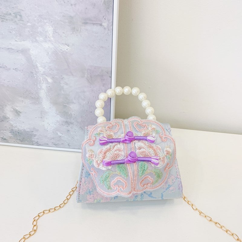 Children'S Bag Cute Guofeng Shoulder Crossbody Bag Princess Accessories Chain Bag Girl'S Pearl Hand Coin Purse - Image 1