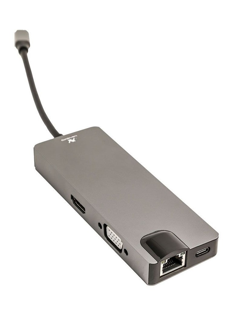 LAVVENTO L'AVVENTO (US017) Type-C Hub 8in 1 - 2 USB 3.0, HDMI 4K, VGA, TF Card, RJ45 - 87W PD Power Output  - Image 4