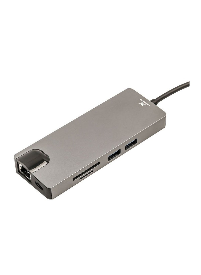 LAVVENTO L'AVVENTO (US017) Type-C Hub 8in 1 - 2 USB 3.0, HDMI 4K, VGA, TF Card, RJ45 - 87W PD Power Output  - Image 5