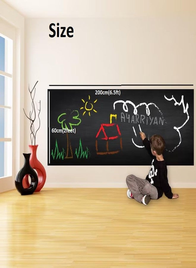 A4ARRIYAN Black Board for Kids Wall Sticker Large Size (200 x 60 cm) | Self Adhesive Chalkboard Sheet for Kids Room, Study & Bedroom | Reusable Writing Drawing Board for Children Learning, Home School - Image 3