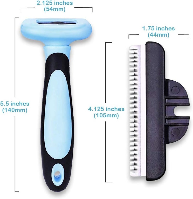 Pets First Professional Pet Brush - Grooming & Deshedding Tool for Cats & Dogs - Reduces Shedding, Dead Hair, Tangles - Detachable Stainless Steel Comb for Easy Cleaning - Soft Anti-Slip Handle,Blue - Image 2