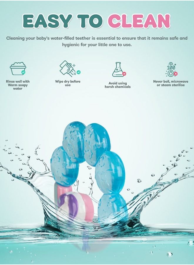 BAYBEE - Baybee Unicorn Natural Water Filled Silicone Teether for Babies to Soothe their Gums, Bpa Free Food Grade Easy Grasp Teething & Chewing Toys for Babies 6 to 12 Months Baby Infant (BLUE) - Image 1