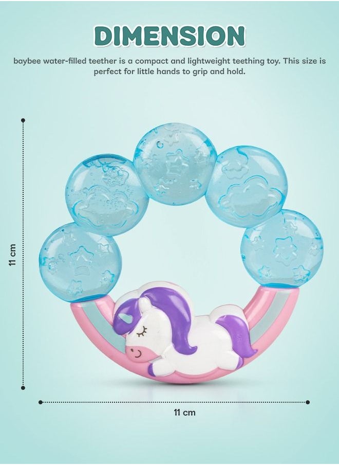 BAYBEE Baybee Unicorn Natural Water Filled Silicone Teether for Babies to Soothe their Gums, Bpa Free Food Grade Easy Grasp Teething & Chewing Toys for Babies 6 to 12 Months Baby Infant (BLUE)  - Image 5
