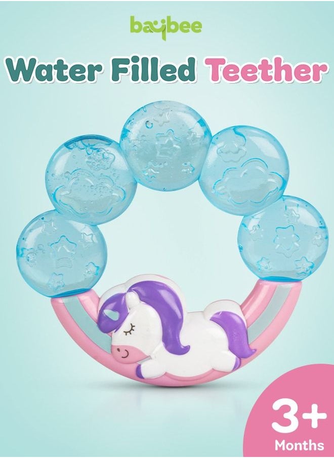 BAYBEE Baybee Unicorn Natural Water Filled Silicone Teether for Babies to Soothe their Gums, Bpa Free Food Grade Easy Grasp Teething & Chewing Toys for Babies 6 to 12 Months Baby Infant (BLUE)  - Image 4