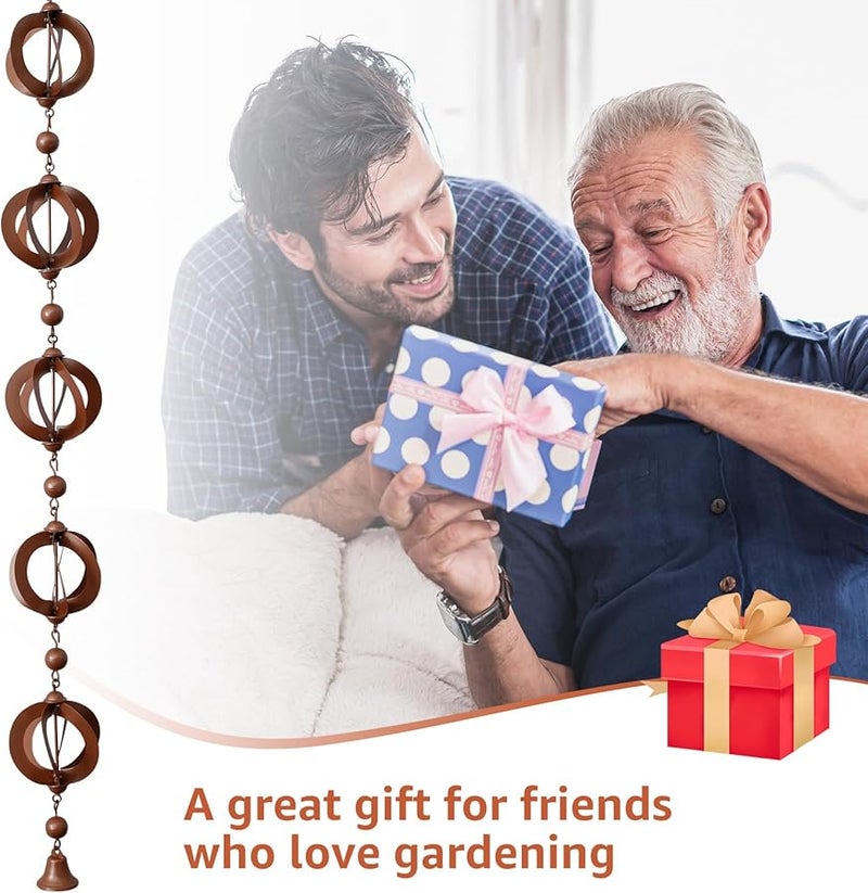 سلسلة مطر بنية زخرفية من الحديد لاستبدال المزراب الخارجي لتصريف المياه، ديكور لساحة الفناء الخارجي والحديقة - Image 4