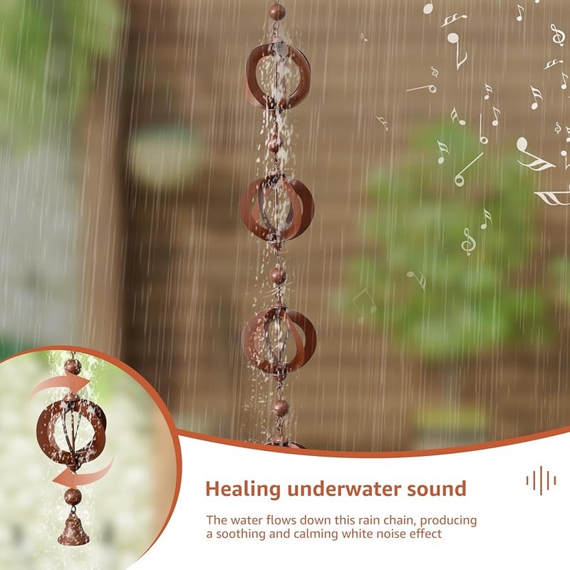 سلسلة مطر بنية زخرفية من الحديد لاستبدال المزراب الخارجي لتصريف المياه، ديكور لساحة الفناء الخارجي والحديقة - Image 3