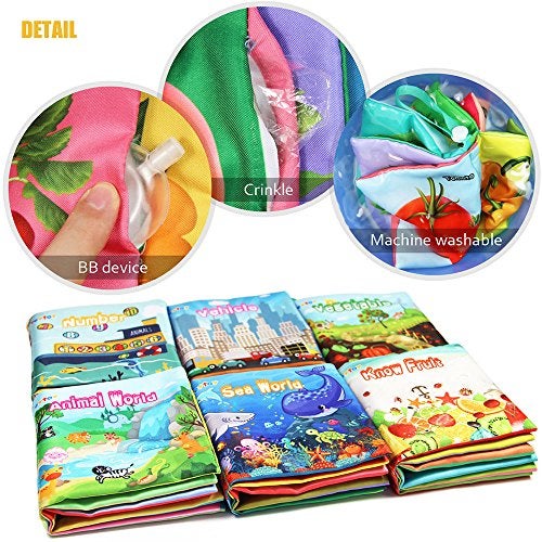 teytoy My First Soft Book,Nontoxic Fabric Baby Cloth Books Early Education Toys Activity Crinkle Cloth Book for Toddler, Infants and Kids Perfect for Baby Shower -Pack of 6 - Image 3