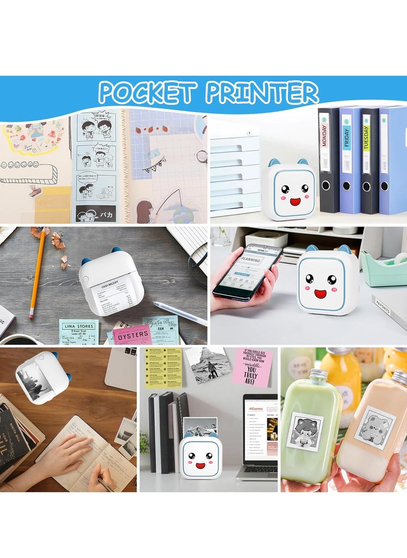 Kidle - Thermal Mini Printer,Bluetooth Printer for Phone, Wireless Label Printer with Tape，Compatible with iOS&Android，printer+5 stickers+5 regular paper+3 colored paper+6 colored pens+1 sticker - Image 1
