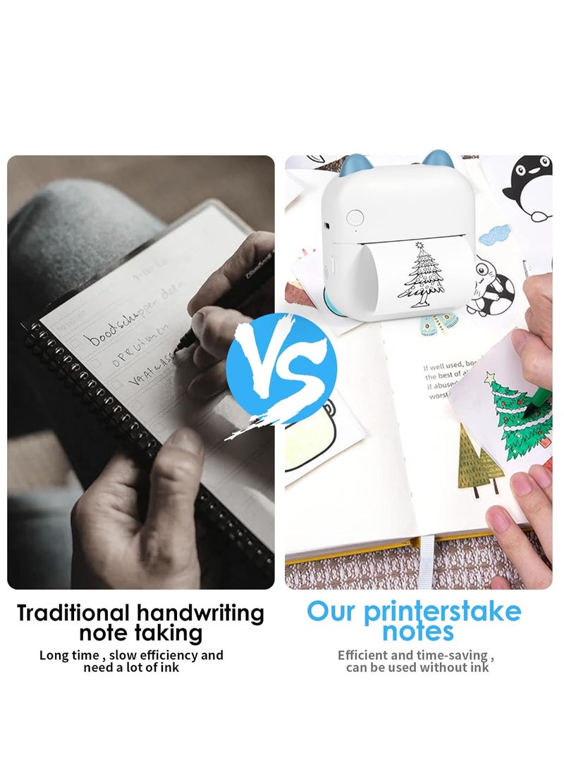 Kidle - Thermal Mini Printer,Bluetooth Printer for Phone, Wireless Label Printer with Tape，Compatible with iOS&Android，printer+5 stickers+5 regular paper+3 colored paper+6 colored pens+1 sticker - Image 1