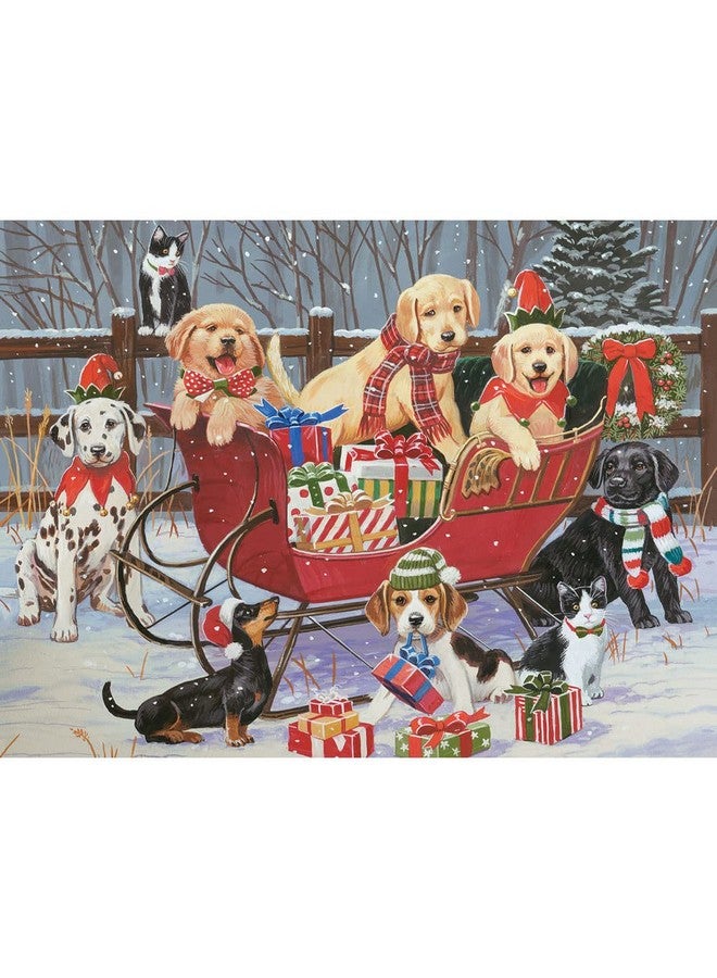 بيتس آند بيسيز قطع وقطع - أحجية الصور المقطوعة من 500 قطعة للكبار - مقاس الأحجية 18 بوصة × 24 بوصة - مساعدو سانتا - أحجية الصور المقطوعة من 500 قطعة لجراء عيد الميلاد من تصميم الفنان ويليام فانديرداسون - Image 2