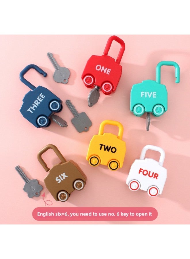 Children's Educational Unlock Toy Fun Car Matching Key Unlock Baby Montessori Education Kindergarten Teaching-Color:Six Different Patterns (full Set)  - Image 4