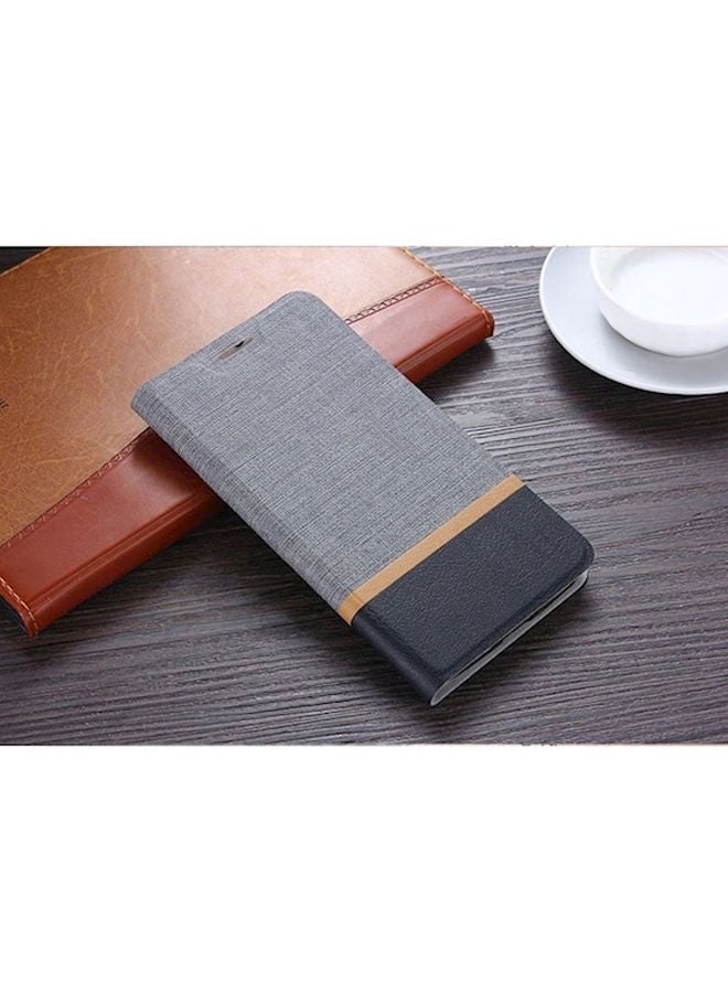 NIBEMINENT Protective Wallet Card Case Cover With Kickstand For OnePlus 6 Grey  - Image 3