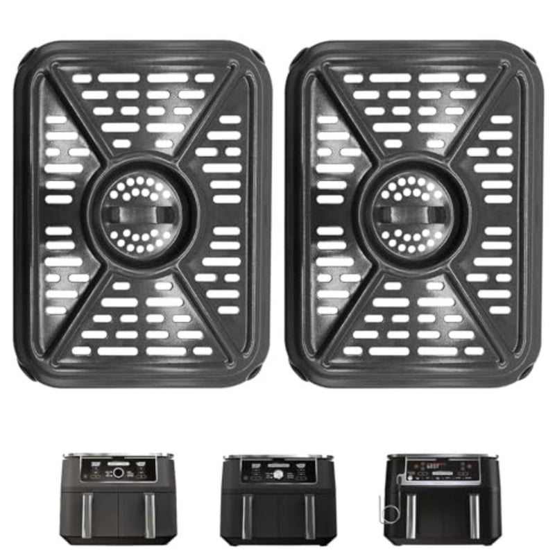 مقلاة الهواء مقلاة شواء للنينجا فودي AF400UK 9.5 لتر 6 في 1 DualZone 2 أدراج مقلاة هواء، استبدال مقلاة الهواء طبق هش ملحقات صينية صينية الشواء، آمنة للاستخدام في غسالة الأطباق - Image 1