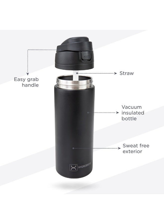 Hydrobrew Personalized SipSwitch™ Insulated Water Bottle 720ml – Leakproof, Stainless Steel, Straw & Spout Lid -Carbon - Image 3