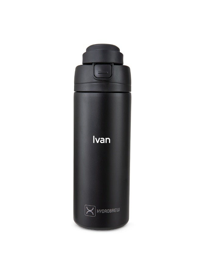 Hydrobrew Personalized SipSwitch™ Insulated Water Bottle 720ml – Leakproof, Stainless Steel, Straw & Spout Lid -Carbon - Image 1