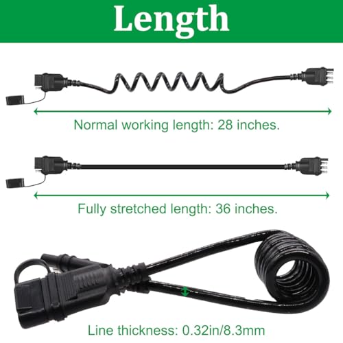 Seamaka 4 Way Flat Trailer Extension Coiled Cable, 4 Pin Trailer Wire Extension Harness Male and Female Stretchable Coiled with Dust Cover 36"/3 FT 18 Guage - Image 2