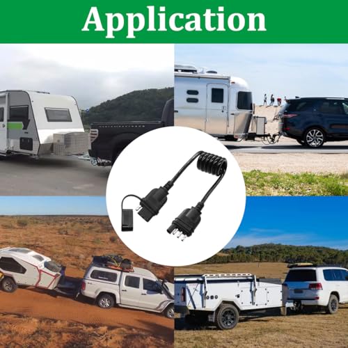 Seamaka 4 Way Flat Trailer Extension Coiled Cable, 4 Pin Trailer Wire Extension Harness Male and Female Stretchable Coiled with Dust Cover 36"/3 FT 18 Guage - Image 5
