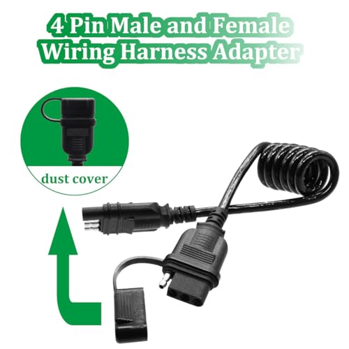 Seamaka 4 Way Flat Trailer Extension Coiled Cable, 4 Pin Trailer Wire Extension Harness Male and Female Stretchable Coiled with Dust Cover 36"/3 FT 18 Guage - Image 3