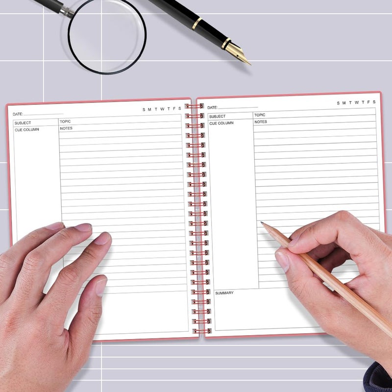 Yaridar A4 Cornell Notes Notebook - College Spiral Cornell Notebooks For Note Taking  Subject Ruled Steno Pads For Office/School/College/Home  8.5"" X 11""  Pink - Image 5