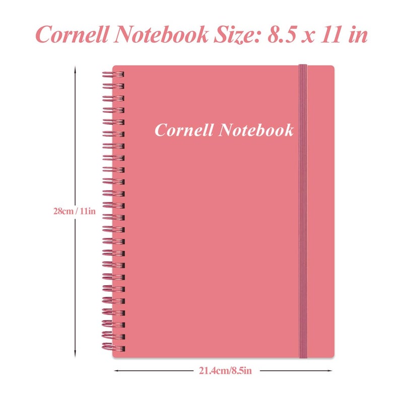 Yaridar A4 Cornell Notes Notebook - College Spiral Cornell Notebooks For Note Taking  Subject Ruled Steno Pads For Office/School/College/Home  8.5"" X 11""  Pink - Image 4