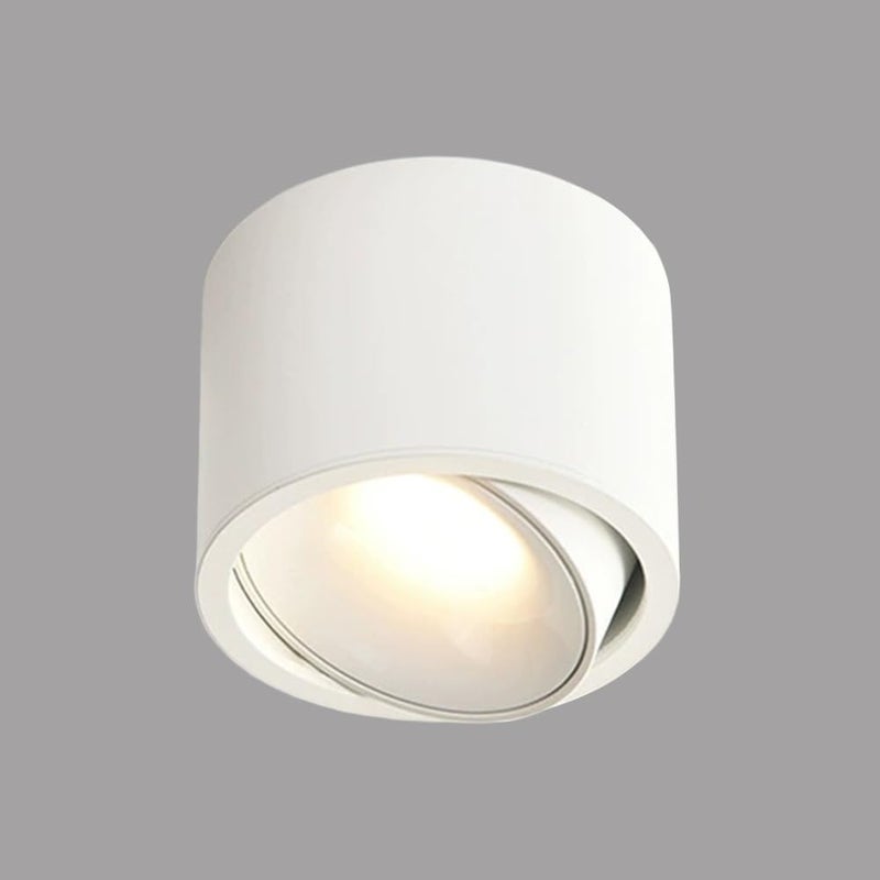 LED Ceiling Spotlight 2.9" Cylinder Spot Light Adjustable Semi Flush Mount Spotlights, Exposed Mounted Focus Accent Lamps for Hallway Living Room(Black+white-6000K,7W) (White 6000K) - Image 1