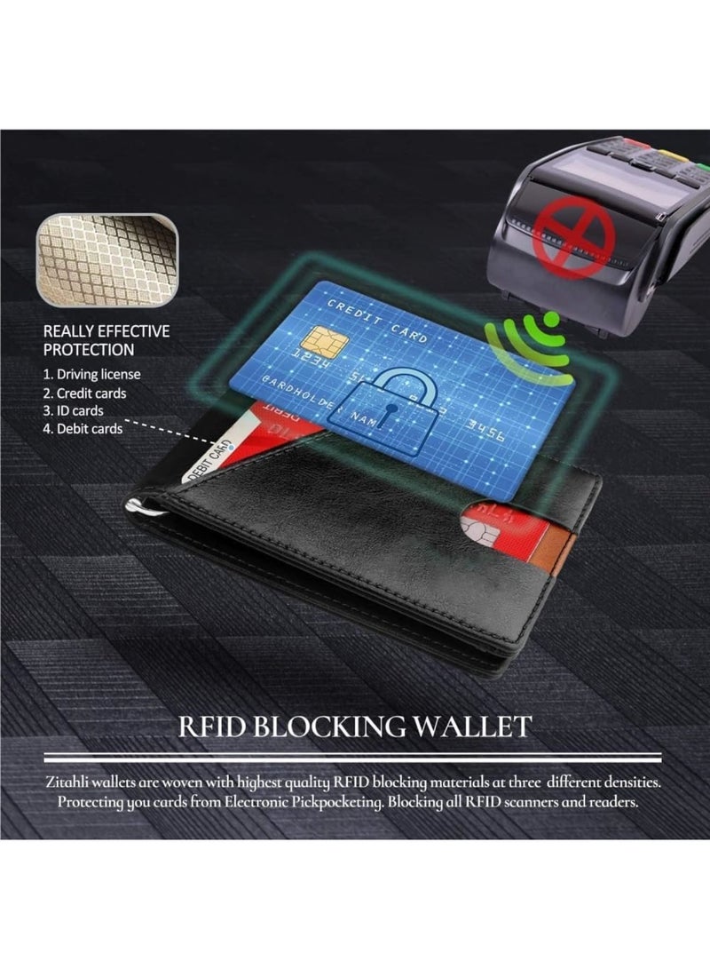 SYOSI Minimalist Leather Credit Card Holder for Men – Slim Card Case with RFID Blocking, Anti-Theft Protection, Compact Wallet for Bank Cards, Travel, and Everyday Use (Black/Brown) - Image 3