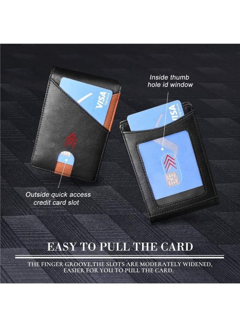 SYOSI Minimalist Leather Credit Card Holder for Men – Slim Card Case with RFID Blocking, Anti-Theft Protection, Compact Wallet for Bank Cards, Travel, and Everyday Use (Black/Brown) - Image 2