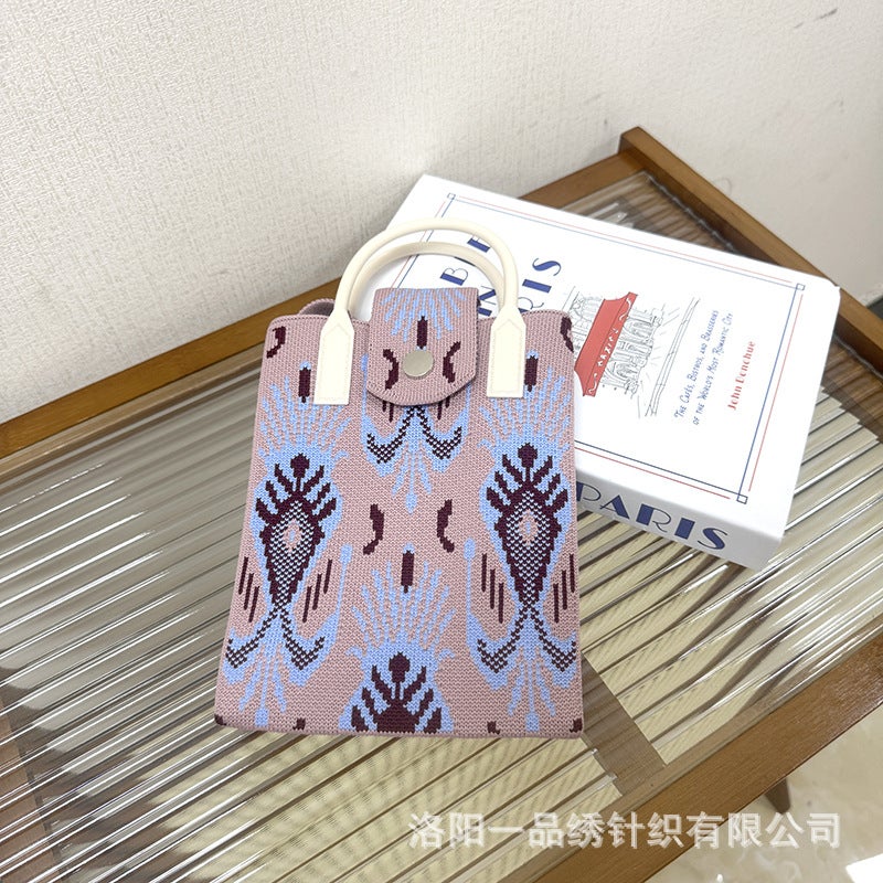 Xinjiang Ethnic Style Ediris Pattern Cloth Bag Handbag Knitted Bag Hand-Carrying Cultural And Creative Souvenir Crossbody Bag - Image 3