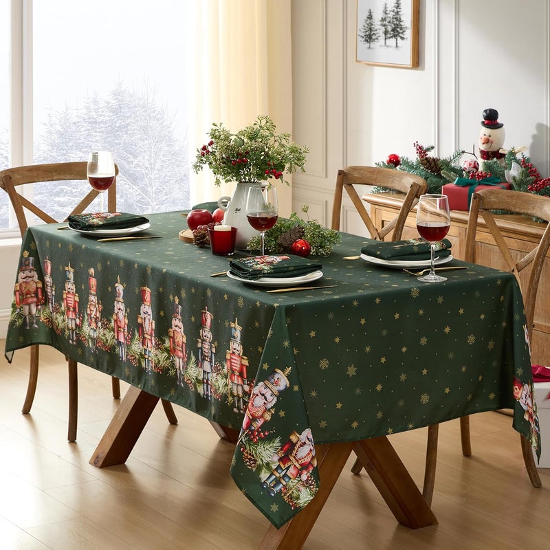 Newbridge Christmas Nutcracker Border 60 x 84 Inch Rectangle Fabric Tablecloth Hunter Green Holiday Table Cover for Dinner Party and Banquet - Image 5
