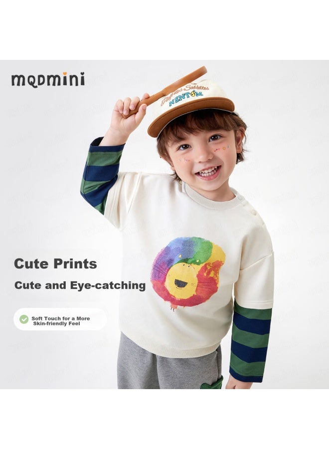 Mqdmini Kids' Cartoon Fashion Long Sleeve Sweatshirt For Boys 5a Antibacterial Children's Clothing Elephant Sanbao - Image 2