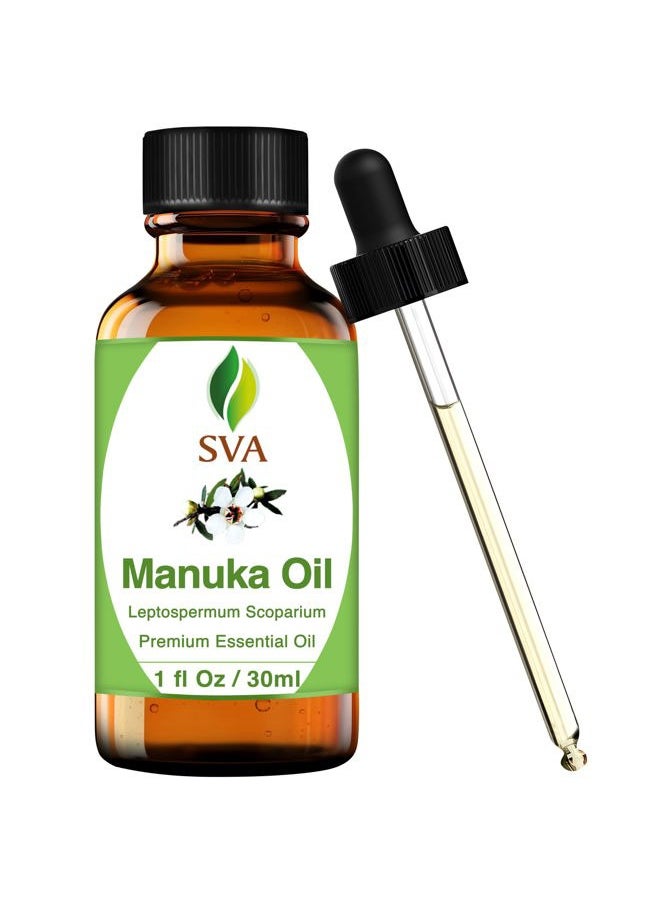 SVA Organics SVA Manuka Essential Oil – 1 Fl Oz – 100% Natural Manuka Oil - for Diffuser, Hair Care, Face, Skin Care, Aromatherapy, Scalp and Body Massage, Soap and Candle Making – with Dropper  - Image 1
