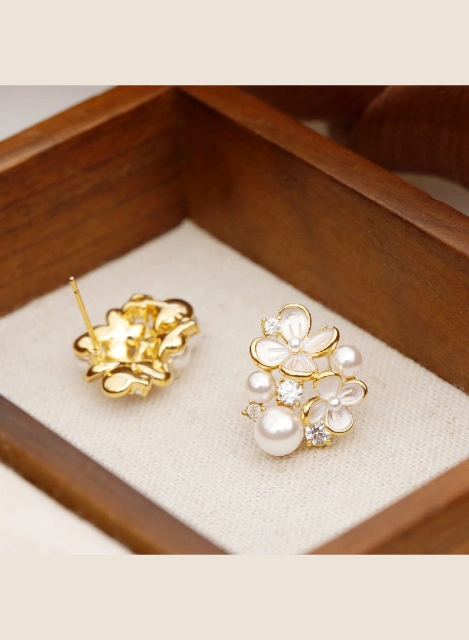 Flower Pearl Hand-Forged Setting Earrings Female Business Dressing Accessories for Women  - Image 4