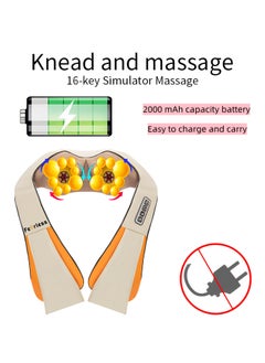 Fearlex Rechargeable Shiatsu Neck and Back Massager with Soothing Heat | Cordless Electric Deep Tissue 3D Kneading Massage Pillow for Pain Relief, Home, Office, and Car use with 2000 mAh Battery  - Image 2