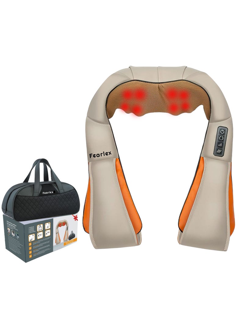 Fearlex Rechargeable Shiatsu Neck and Back Massager with Soothing Heat | Cordless Electric Deep Tissue 3D Kneading Massage Pillow for Pain Relief, Home, Office, and Car use with 2000 mAh Battery - Image 1