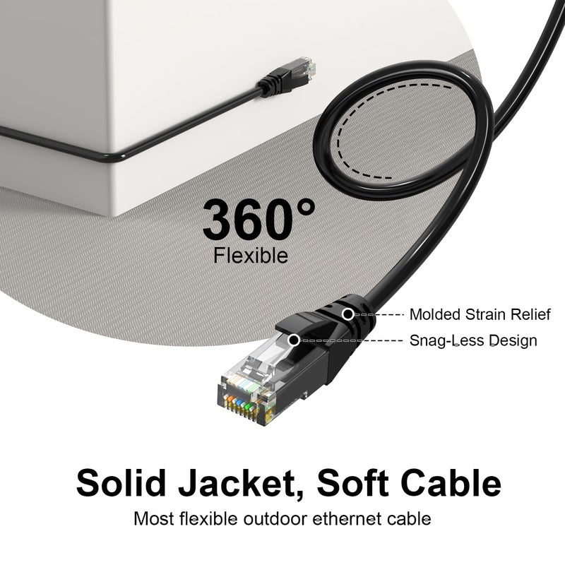 Jadaol Cat6a Ethernet Cable 10 ft, Slim Round 28AWG, 10Gbps 550MHz High-Speed Pure Copper RJ45 LAN Cable, Indoor Snagless Flexible Internet Network Patch Cord for Router, Modem, Switch, Gaming, Black - Image 4