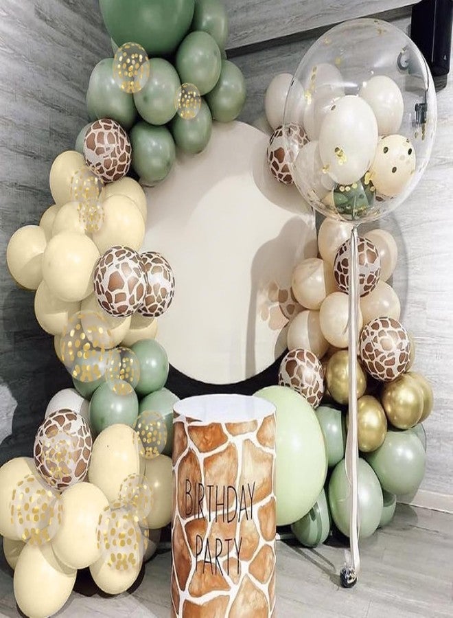 Sowide Green and Brown Balloons, 12 Inchs Sage Green Deer Print Gold Confetti Balloons for Kids Woodland Baby Shower Decorations Safari Jungle Dinosaur Theme Birthday Party Wedding Grauation Supplies - Image 4