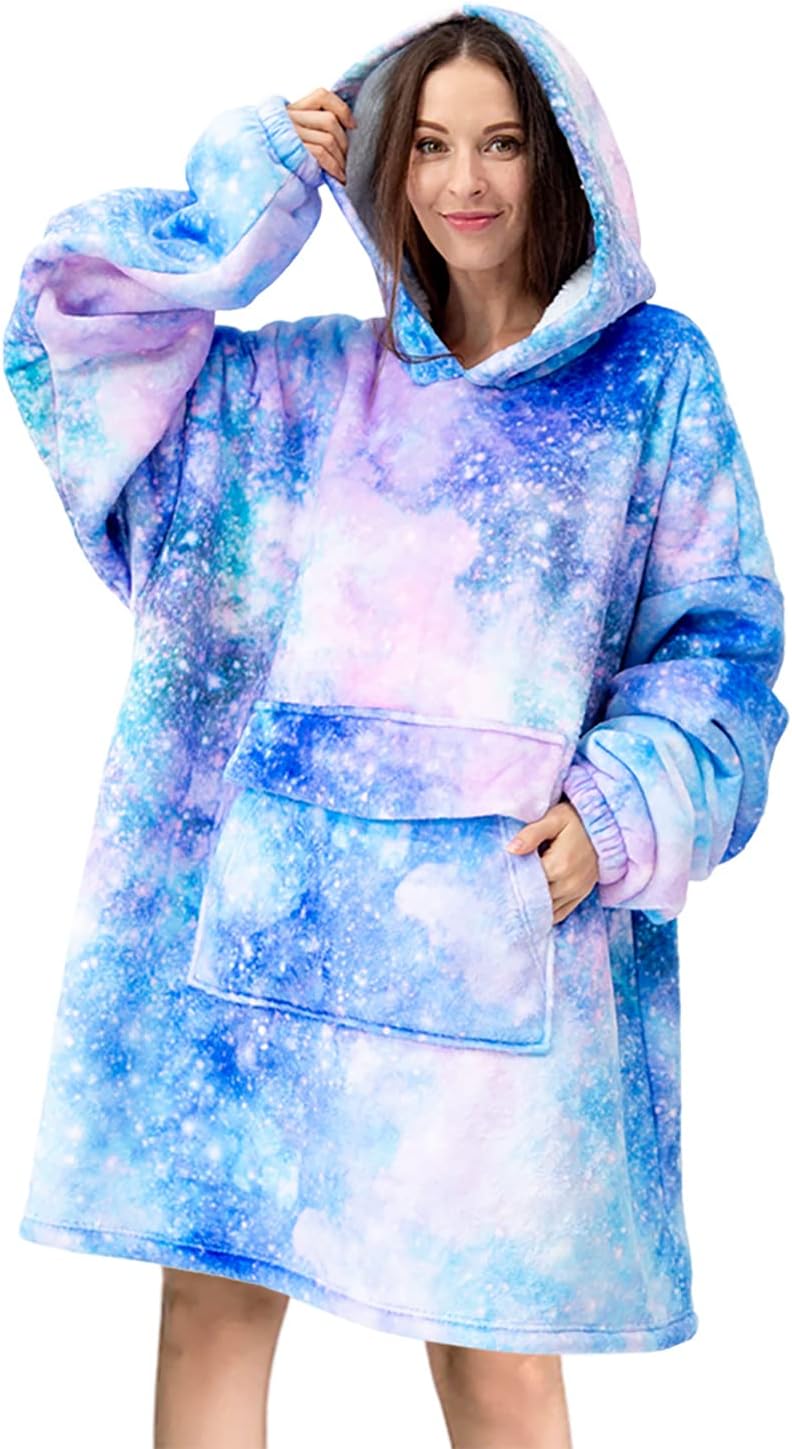 Fiosnow Galaxy Blanket Hoodies for Women and Men Adult Oversize Wearable Blanket Hoodies for Soft and Warm - Image 1