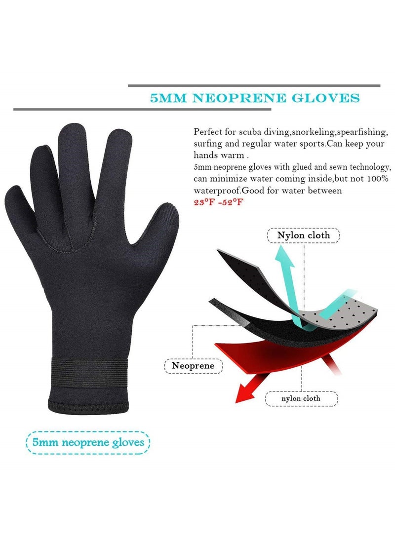 Generic Diving Gloves, 5mm Neoprene Gloves, Waterproof Warm Diving Gloves with Adjustable Velcro, Anti-Slip Water Gloves for Women Men for Diving, Surfing, Kayaking, Snorkeling, Sailing (Black, L)  - Image 2