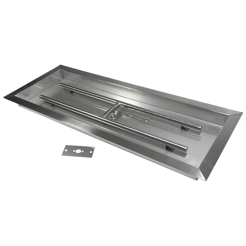Celestial Fire Glass Celestial 30" x 10" Drop-in Fire Pit Pan w/Burner, Stainless Steel, 125,000 BTU, Natural Gas or Propane, for Easy Installation in DIY Outdoor Gas Fire Pits - Image 1