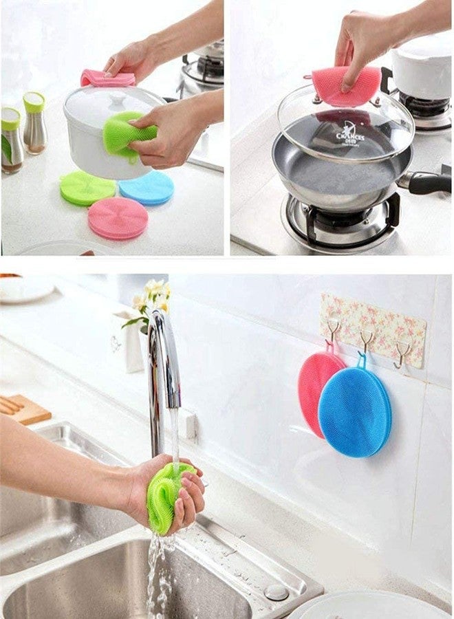 Avenn Silicone Washing Sponge Antil Silicone Dish Scrubber Fruit and Vegetable Washing Brush Round Scrubber Pad/Scrubs & Sponges Multipurpose - Image 2