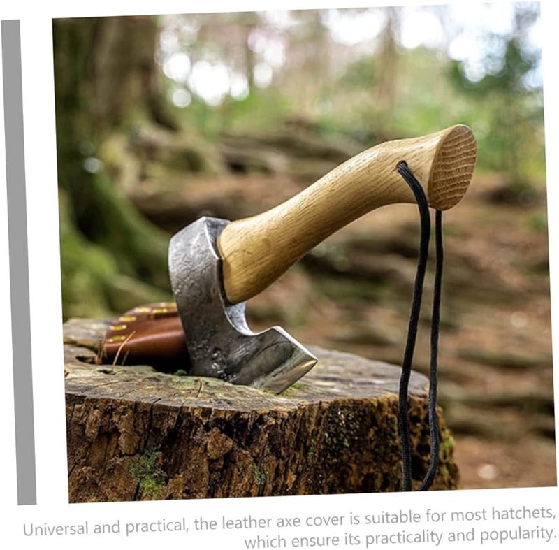 غمد الفأس الجلدي مناسب عالميًا بإغلاق زر سهل للطقطقة لفؤوس التخييم - Image 5
