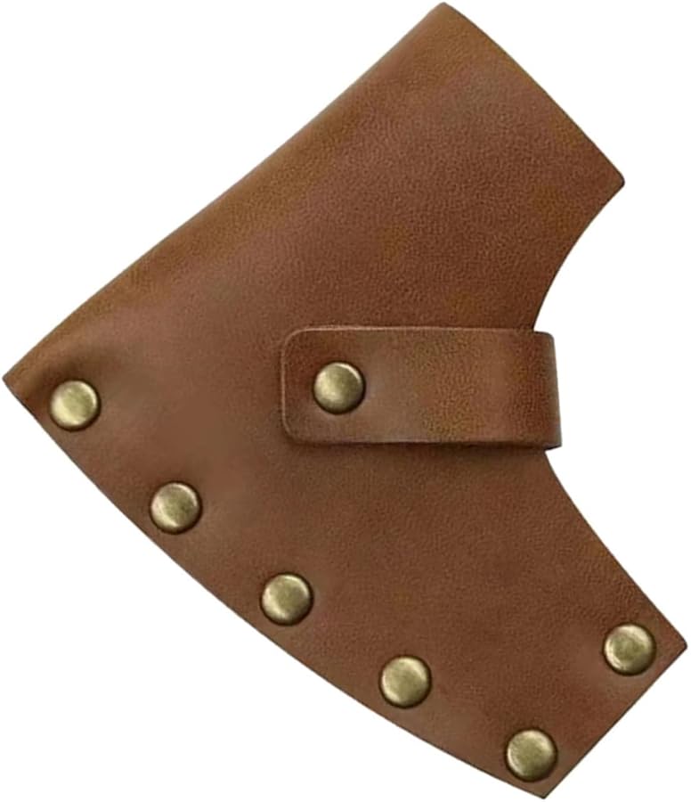 غمد الفأس الجلدي مناسب عالميًا بإغلاق زر سهل للطقطقة لفؤوس التخييم - Image 2